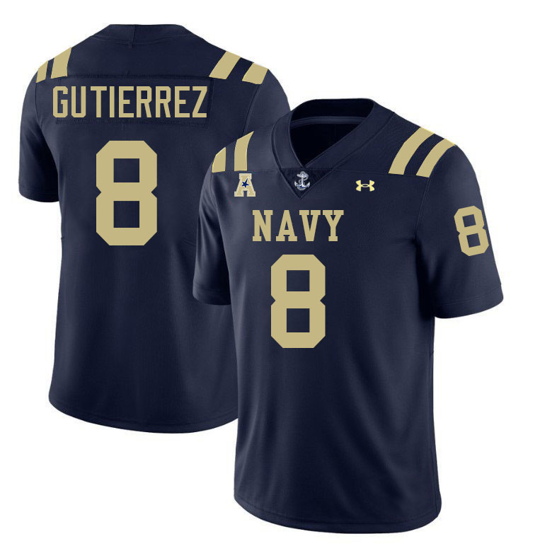 Navy Midshipmen #8 Jackson Gutierrez College Football Jerseys,Apparels Stitched-Navy